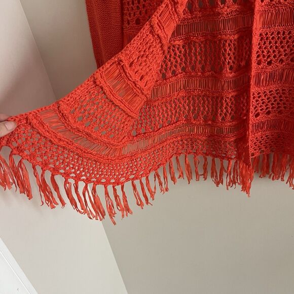 Crochet Knit Fringe Long Cardigan XS Boho Hippie Festival Duster Y2K Fairycore - Picture 4 of 11